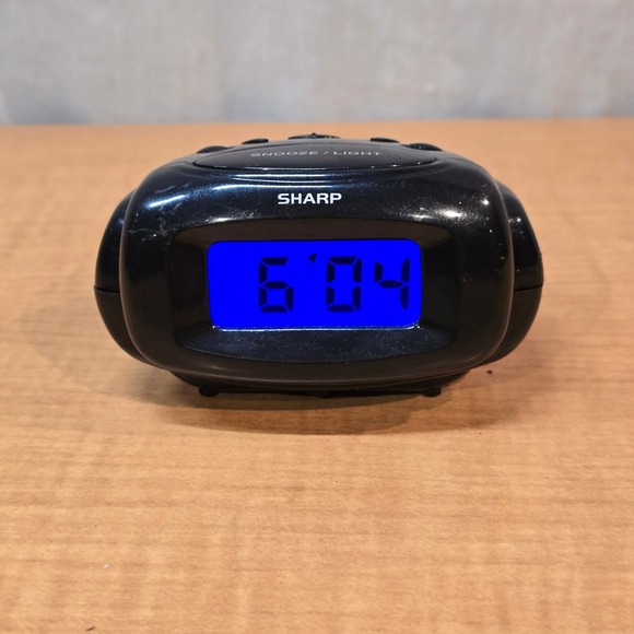 Sharp Other - Sharp LCD Digital Travel Alarm Clock Black SPC500 Blue Display Tested Battery